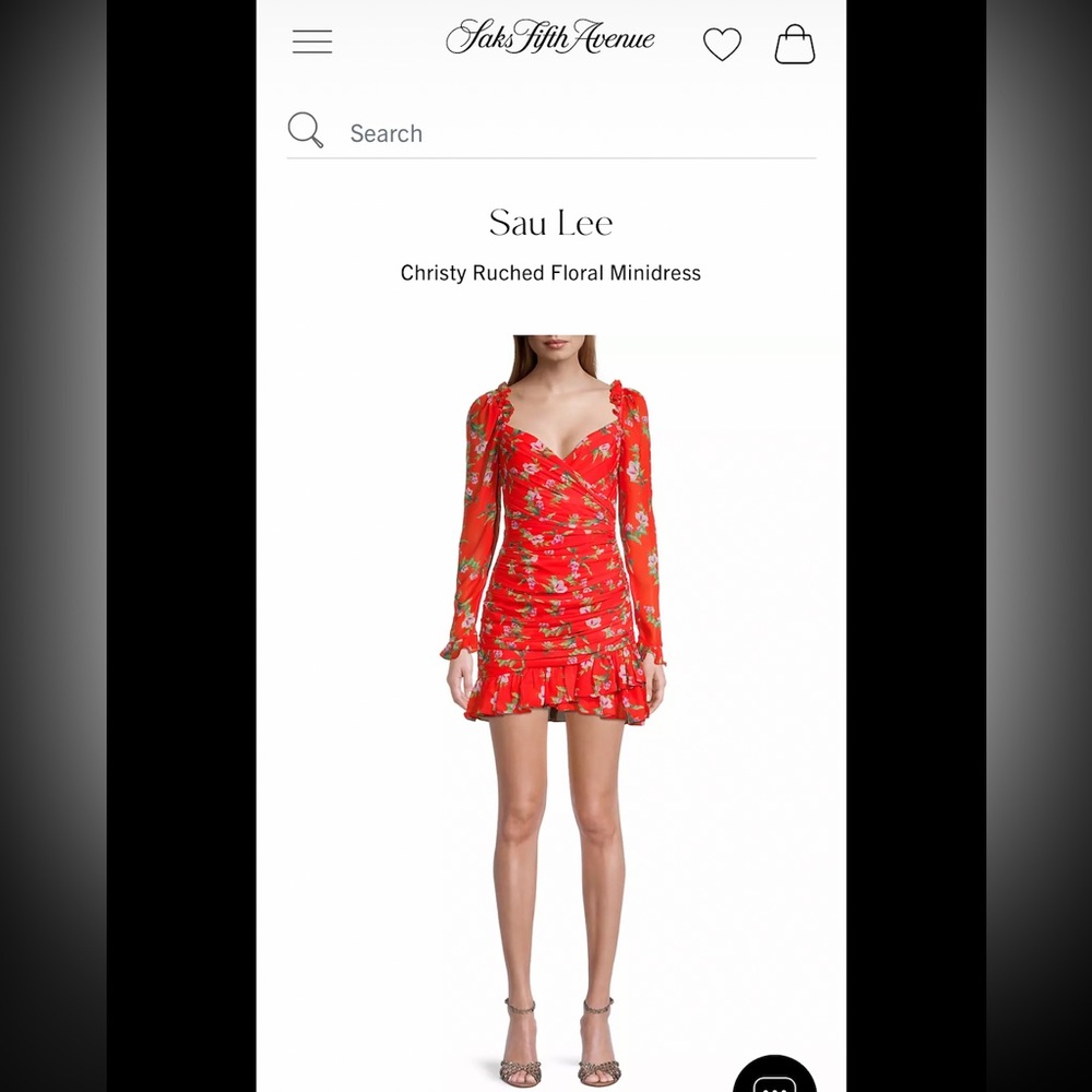 Sau Lee Christy Ruched Floral Minidress Saks Neimans Nordstroms size 0